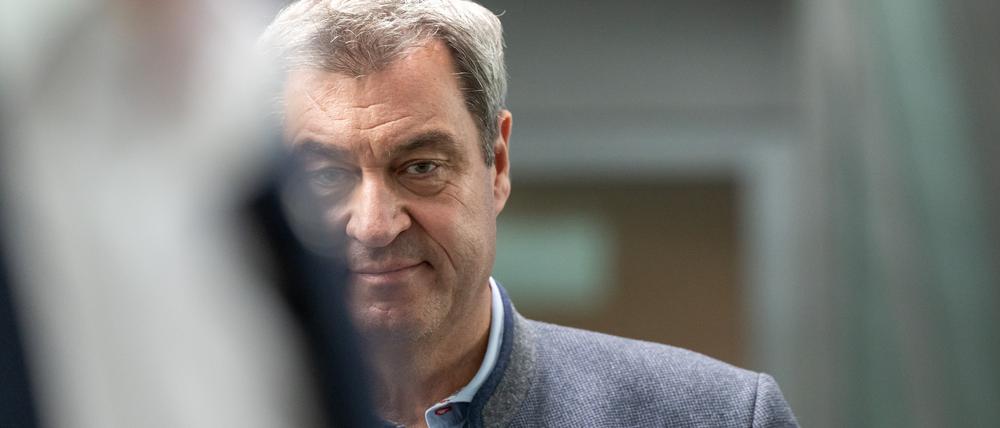 Markus Söder, CSU-Vorsitzender, nimmt nach der CSU-Vorstandssitzung an einer Pressekonferenz teil.