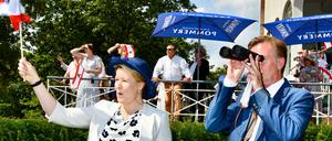 Franziska Giffey, Gerhard Schoeningh, Westminster 133. Grosser Preis von Berlin in Hoppegarten, Horse race track (Rennbahn), Hoppegarten, DEU, 13.08.2023 