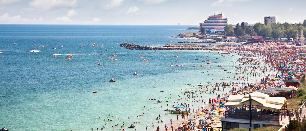Beautiful sand beach in Costinesti, Constanta, Romania