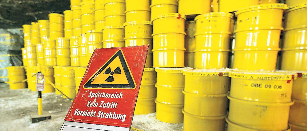In rund 500 Metern Tiefe lagern im Endlager in Morsleben (Bördekreis) Fässer mit Atommüll, aufgenommen 21.10.2009.