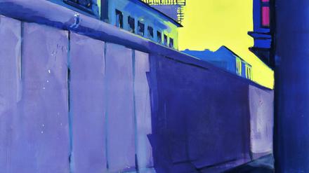 Das „Erste Mauerbild“ malte Rainer Fetting 1977. Es zeigt die Mauer in der Zimmerstraße.