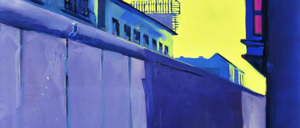 Das „Erste Mauerbild“ malte Rainer Fetting 1977. Es zeigt die Mauer in der Zimmerstraße.