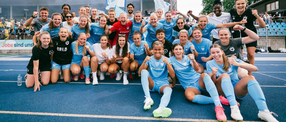 Die Viktoria-Spielerinnen nach dem Sieg der ersten Runde im DFB-Pokal.