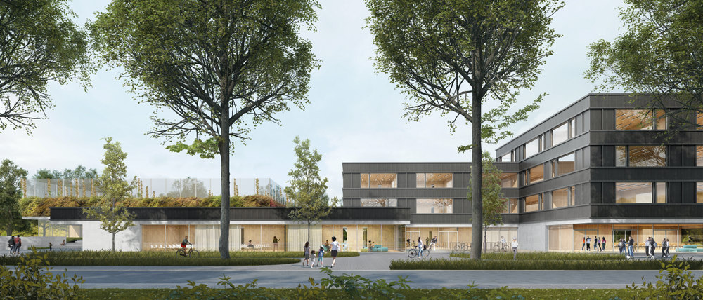 Visualisierung: So könnte der Neubau des Dalton-Gymnasiums einmal aussehen. 