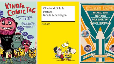 Poster und Buchcover zu einigen der im Herbst 2023 stattfindenden Comic-Events.