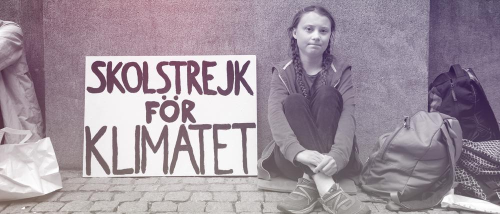 Greta Thunberg bei einem ihrer Schulstreiks.