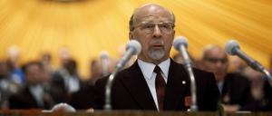 Staatsratsvorsitzender Walter Ulbricht hält 1969 in der Berliner Werner-Seelenbinder-Halle eine Rede zum 20. Jahrestag der DDR.