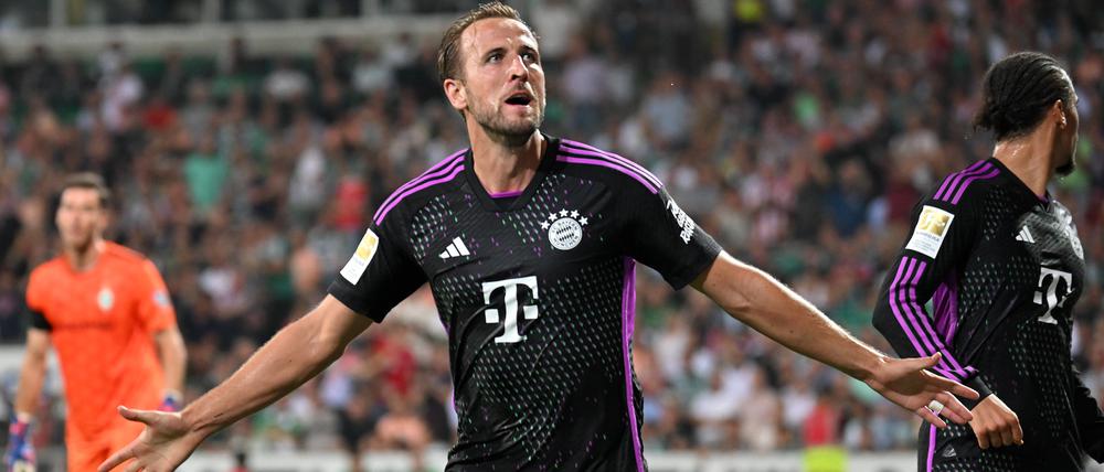 Perfekter Einstand. Harry Kane feiert sein erstes Bundesligator.