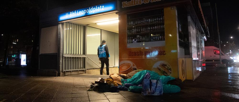 Lager eines Obdachlosen am Bahnhof Leopoldplatz.