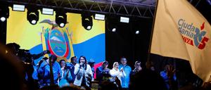 Ecuadorian presidential candidate Luisa Gonzalez speaks during a presidential election night event, in Quito, Ecuador August 20, 2023. REUTERS/Karen Toro