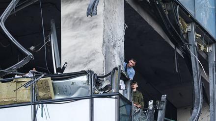 Die Folgen einer Explosion im Moskauer Internationalen Geschäftszentrum am 30. juli 2023.