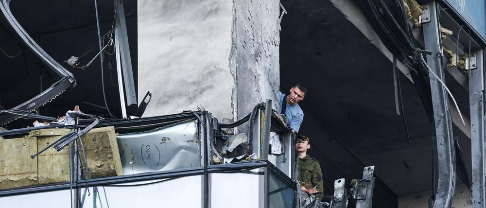 Die Folgen einer Explosion im Moskauer Internationalen Geschäftszentrum am 30. juli 2023.