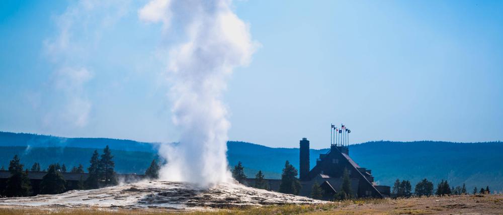 Old Faithful Geysir im Yellowstone National Park.