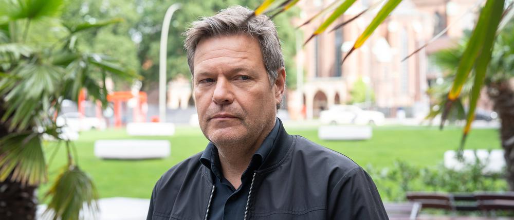 Robert Habeck gibt am 1. August 2023 in Hamburg ein Statement ab.