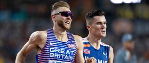 Josh Kerr (l.) überspurtete Jakob Ingebrigtsen (Norwegen).