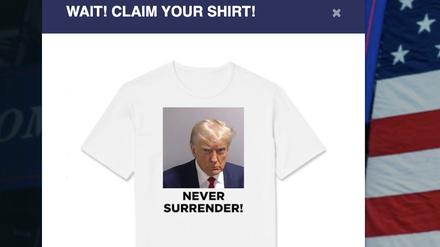 Trumps Kampagne wirbt bereits mit dem T-Shirt um Wahlkampfspenden.