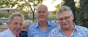 Hans-Georg Maaßen (links), Harald Schmidt (Mitte) und Matthias Matussek beim Sommerfest der „Weltwoche“