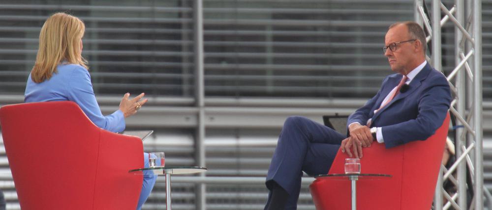Friedrich Merz im ARD-Sommerinterview in Berlin.