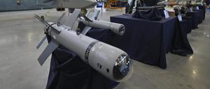 Eine Drohne auf einer Waffenausstellung auf einem Militärgelände des Verteidigungsministeriums im Iran