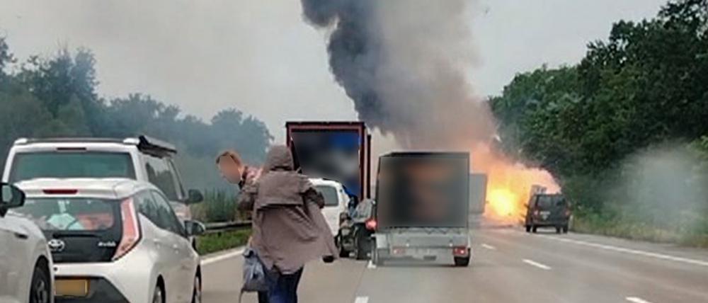 Die Unfallstelle auf der A2.