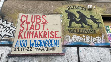 Unter dem Motto „A100 wegbassen“ wird es am Sonntag einen Demozug geben.