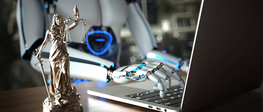 Humanoid Robot Legal Professional Humanoid robot works as a legal professional in a law firm. 3d illustration.