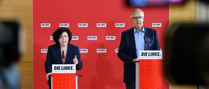 Nach der Klausurtagung in Berlin am 31. August. Fraktionsvorsitzende Amira Mohamed Ali und ihr Kollege Dietmar Bartsch