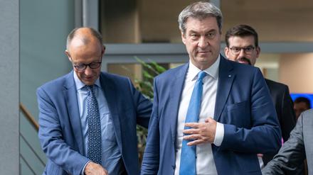 CDU-Chef Friedrich Merz (l.) und CSU-Chef Markus Söder