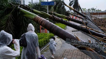 Hongkong meldet mehrere Hundert umgestürzte Bäume sowie einen Erdrutsch.