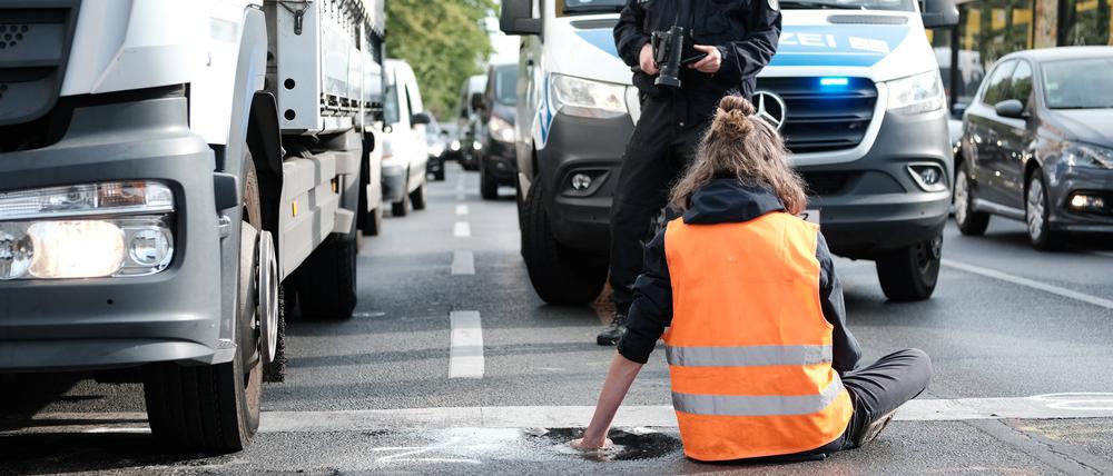 Eine Blockade der „Letzten Generation“ in Berlin im Mai.