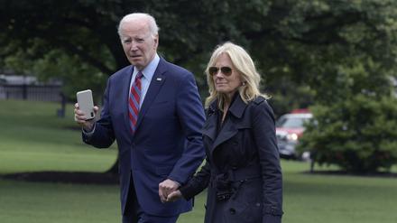 US-Präsident Joe Biden und First Lady Jill Biden kommen aus New Castle, Delaware, zum Weißen Haus.