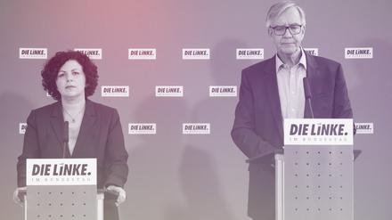 Amira Mohamed Ali und Dietmar Bartsch, Vorsitzende der Bundestagsfraktion von Die Linke