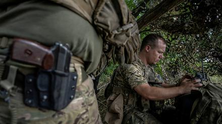 Ukrainische Soldaten an der Front nahe Robotyne.