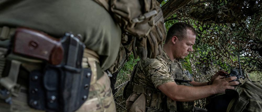 Ukrainische Soldaten an der Front nahe Robotyne.