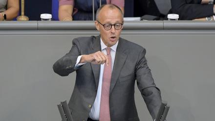Friedrich Merz in der 118. Sitzung des Deutschen Bundestages im Reichstagsgebäude am 06.09.2023.