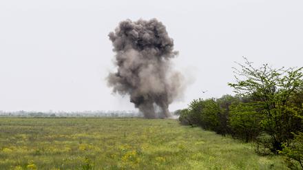 Minensprengung in der Ukraine. 