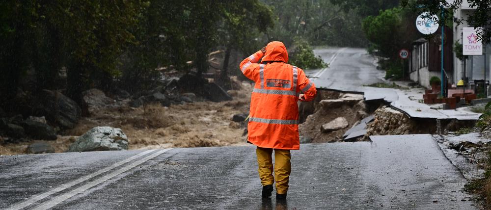 Überschwemmungen nach schwerem Sturm in der Stadt Volos in Griechenland am 6. September 2023.
