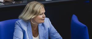 Bundesinnenministerin Nancy Faeser (SPD) aufgenommen im Rahmen der Generaldebatte zum Bundeshaushalt im Deutschen Bundestag in Berlin am 07.09.2023.