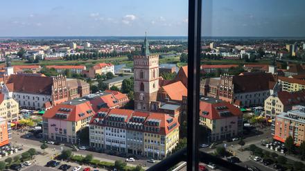 Blick aus dem Oderturm auf Frankfurt (Oder).