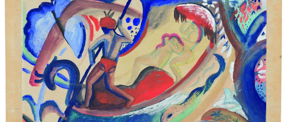Original oder Fälschung? Das Bild „Nackte Mädchen in der Barke“ (1911) von August Macke hing bei Chrstie’s zur Versteigerung.