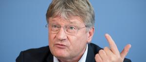 Jörg Meuthen während einer Pressekonferenz zum Thema „Die AfD, der Verfassungsschutz und die Meinungsfreiheit in Deutschland“. (Archivbild)