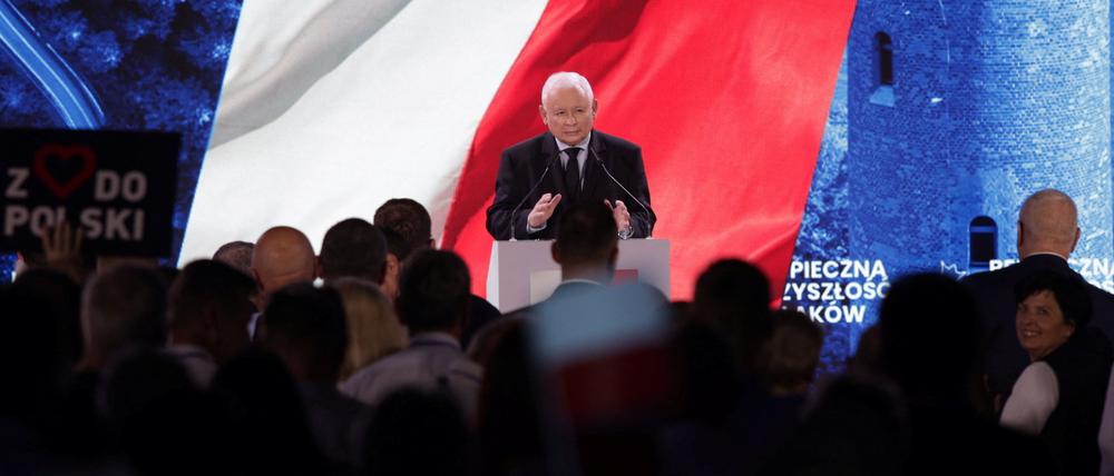 Wahlkampfauftritt des PiS-Parteichefs Jaroslaw Kaczynski. 