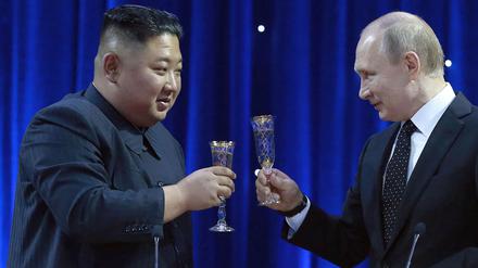 Kim Jong-Un und Wladimir Putin in Wladiwostok bei einem vergangenen Treffen am 25. April 2019.