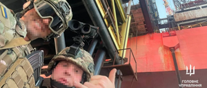 Mitglieder eines ukrainischen Spezialkommandos auf einem der Boyko-Türme