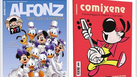 Titelbilder der Magazine „Comixene“ und „Alfonz“.