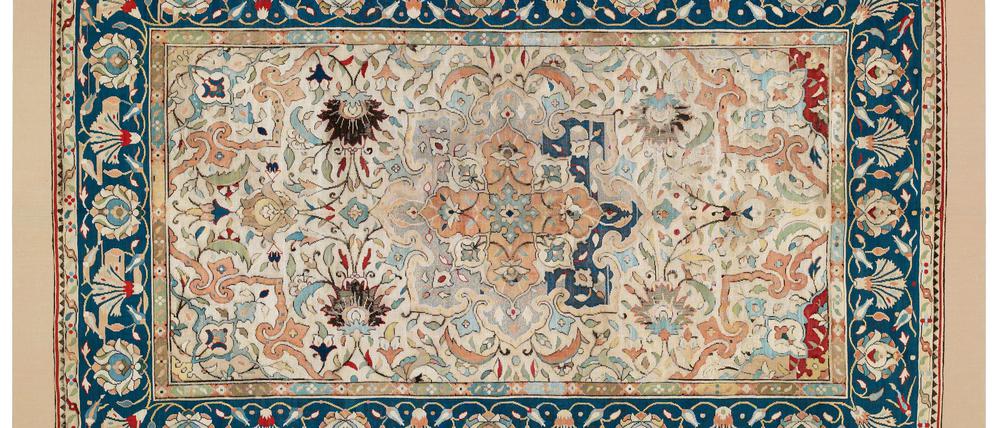 Seidentapisserie aus Kaschan, Iran, aus dem 16. Jahrhundert aus dem Nachlass von Alfred Cassirer.