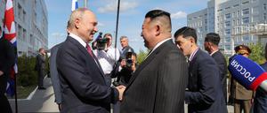 Treffen von Wladimir Putin, Präsident von Russland, und Kim Jong-un, Machthaber von Nordkorea, im September in Russland. (Archivfoto) +