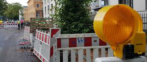 Baustelle in der Regattastraße in Berlin-Grünau.