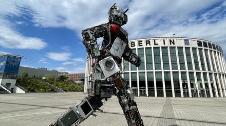 Der Wertgigand ist eine Skulptur des Aktionskünstlers HA Schult, die auch immer wieder in Berlin zu sehen ist (hier 2022 auf dem Messegelände). Sie repräsentiert die Menge an Elektroschrott, die alle 72 Sekunden allein von deutschen Haushalten produziert wird. 