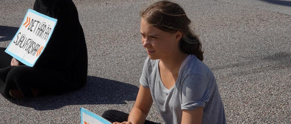 Greta Thunberg auf der Straße in Malmö.